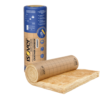 Утеплитель и пароизоляция Изовер Скатная Кровля Комфорт, 150мм, 4.88 м2, 1 длинная плита 1220х4000мм в рулоне (0,732 куб.м)