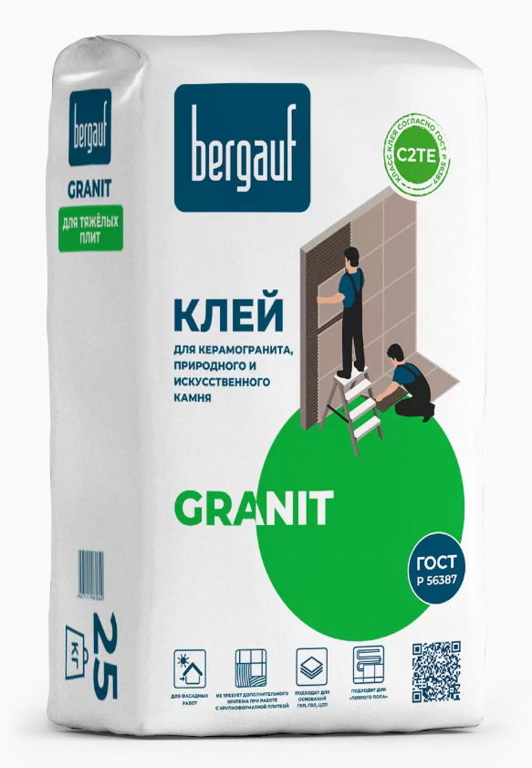 Клей для плитки, керамогранита и камня BERGAUF GRANIT 25кг