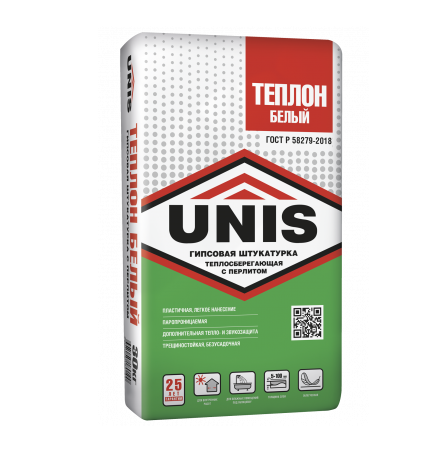 Штукатурка гипсовая UNIS Теплон белый, 30кг