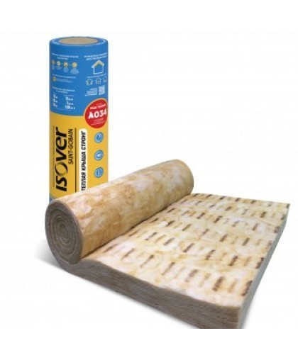 Утеплитель Изовер Теплая Крыша Стронг 150мм, 4.88 м2, 1 длинная плита 1220х4000мм в рулоне (0,732 м3)