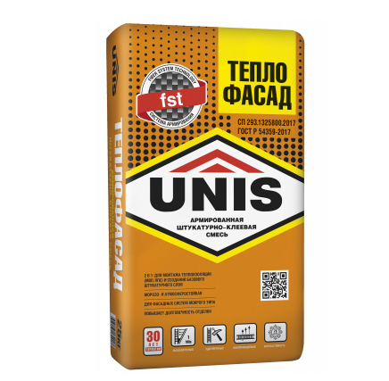 Клей для минерального утеплителя и пенополистирола универсальный UNIS Теплофасад, 25кг