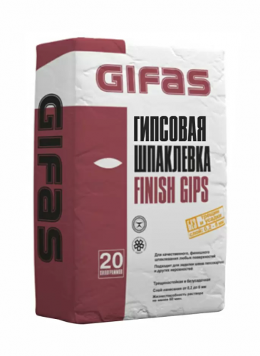 Шпаклевка гипсовая GIFAS Finish Gips, 20кг