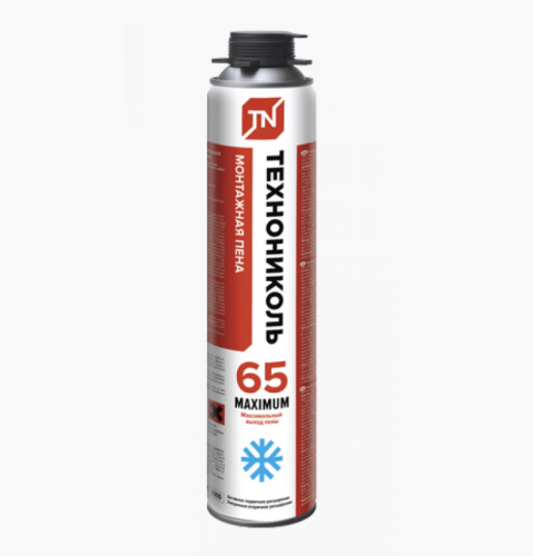 Пена монтажная профессиональная ТехноНИКОЛЬ 65 MAXIMUM 850гр зимняя (12шт/уп,816шт/пал) от -18С