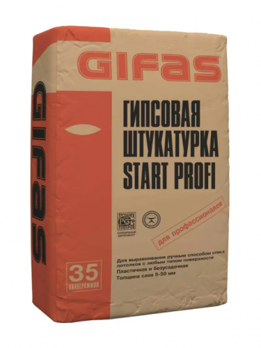 Штукатурка гипсовая GIFAS Start Profi, 35кг (40шт/пал)